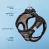 imageVoyager Stepin Air Dog Harness  All Weather Mesh Reflective No Pull Harness for Small Medium Dogs Cats  Secure with Hook ampamp Loop Fastener Buckle Double DRings  ArmyBlack Trim S