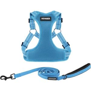 imageBest Pet Supplies Voyager Aerolite No Pull Mesh Dog Harness Reflective Stitching Breathable Harness Adjustable for Walking Training Running Heavy Duty and Durable Beige LHarness Leash Set Baby Blue