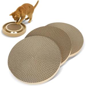 imageBest Pet Supplies Cat Scratcher Replacement Pads  Cardboard Cat Scratcher Pad Relieves Stress Supports Pet Behaviors 3 Count3 Pack Round