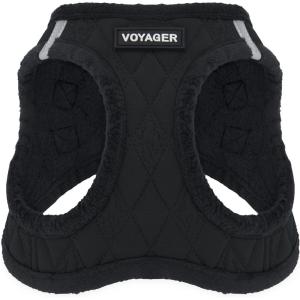 imageBest Pet Supplies  All Weather MeshPlush Reflective No Pull Harness for Small Medium Dogs Cats  Secure with Hook ampamp Loop Fastener Buckle Double DRings  Red Corduroy MBlack Plush