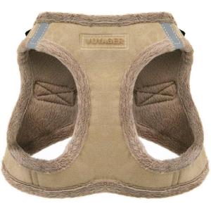 imageBest Pet Supplies  All Weather MeshPlush Reflective No Pull Harness for Small Medium Dogs Cats  Secure with Hook ampamp Loop Fastener Buckle Double DRings  Red Corduroy MLatte Suede