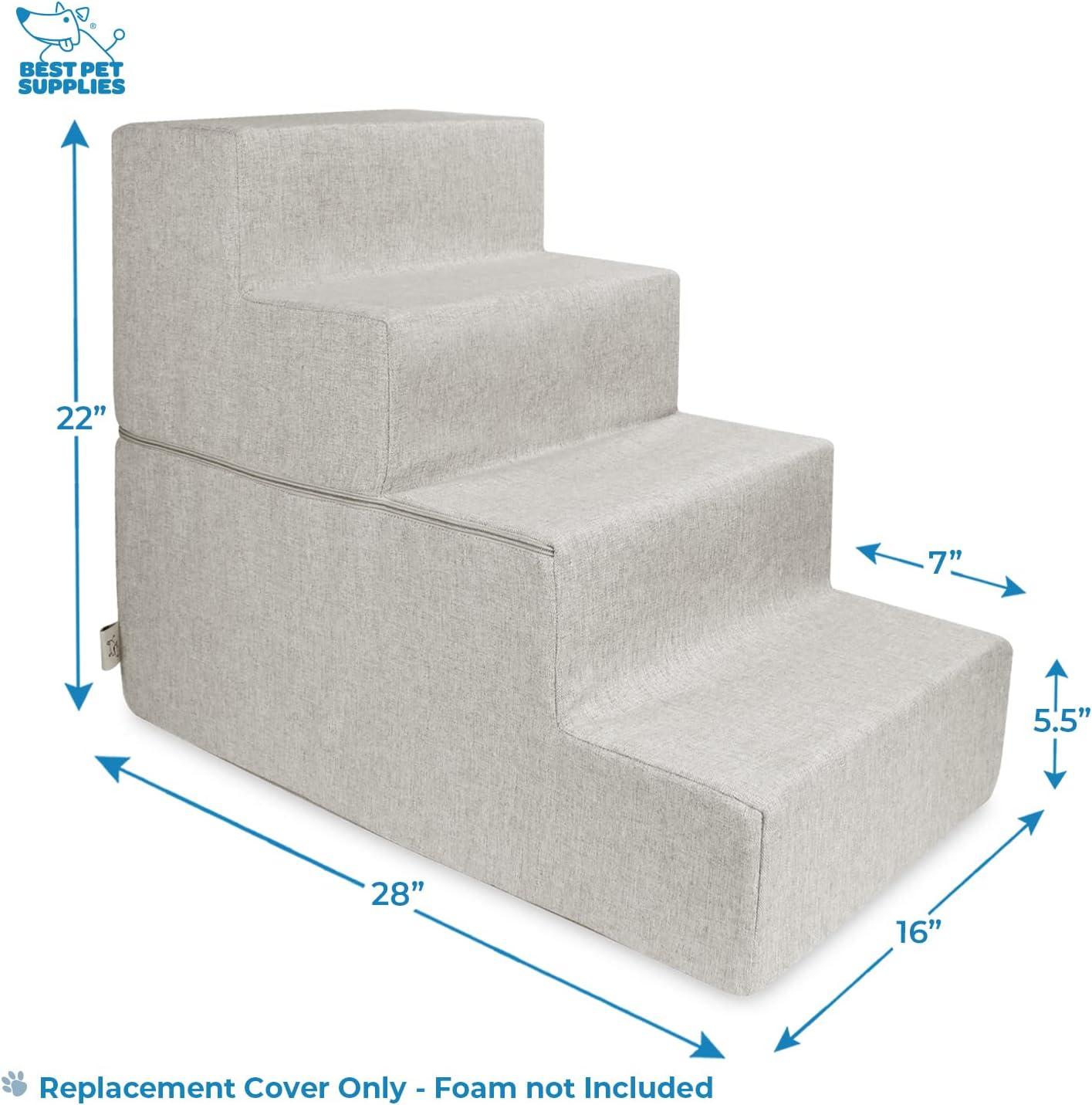 imageBest Pet Supplies Dog Stairs ampamp Steps  Foam Steps for Small Dogs ampamp Cats NonSlip Indoor Balanced Pet Step Support Dog Ramp No Assembly Ash Gray Linen 2Step 12inch HeightSand