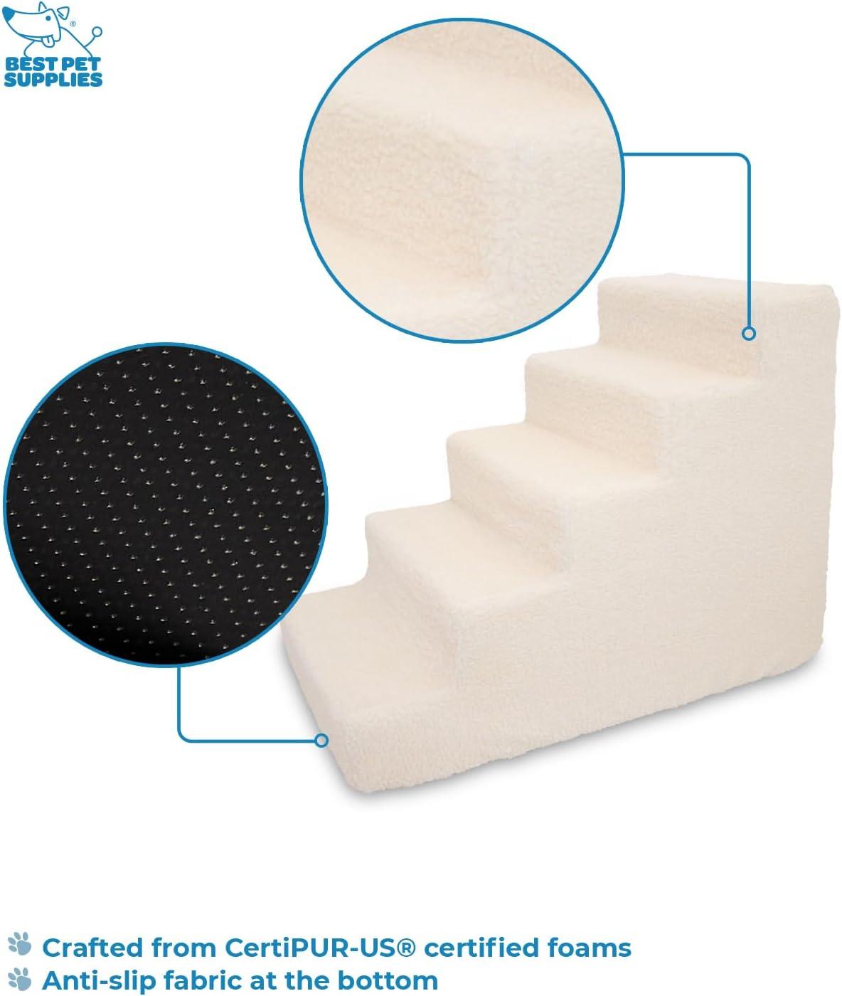 imageBest Pet Supplies Dog Stairs ampamp Steps  Foam Steps for Small Dogs ampamp Cats NonSlip Indoor Balanced Pet Step Support Dog Ramp No Assembly Ash Gray Linen 2Step 12inch HeightLambswool