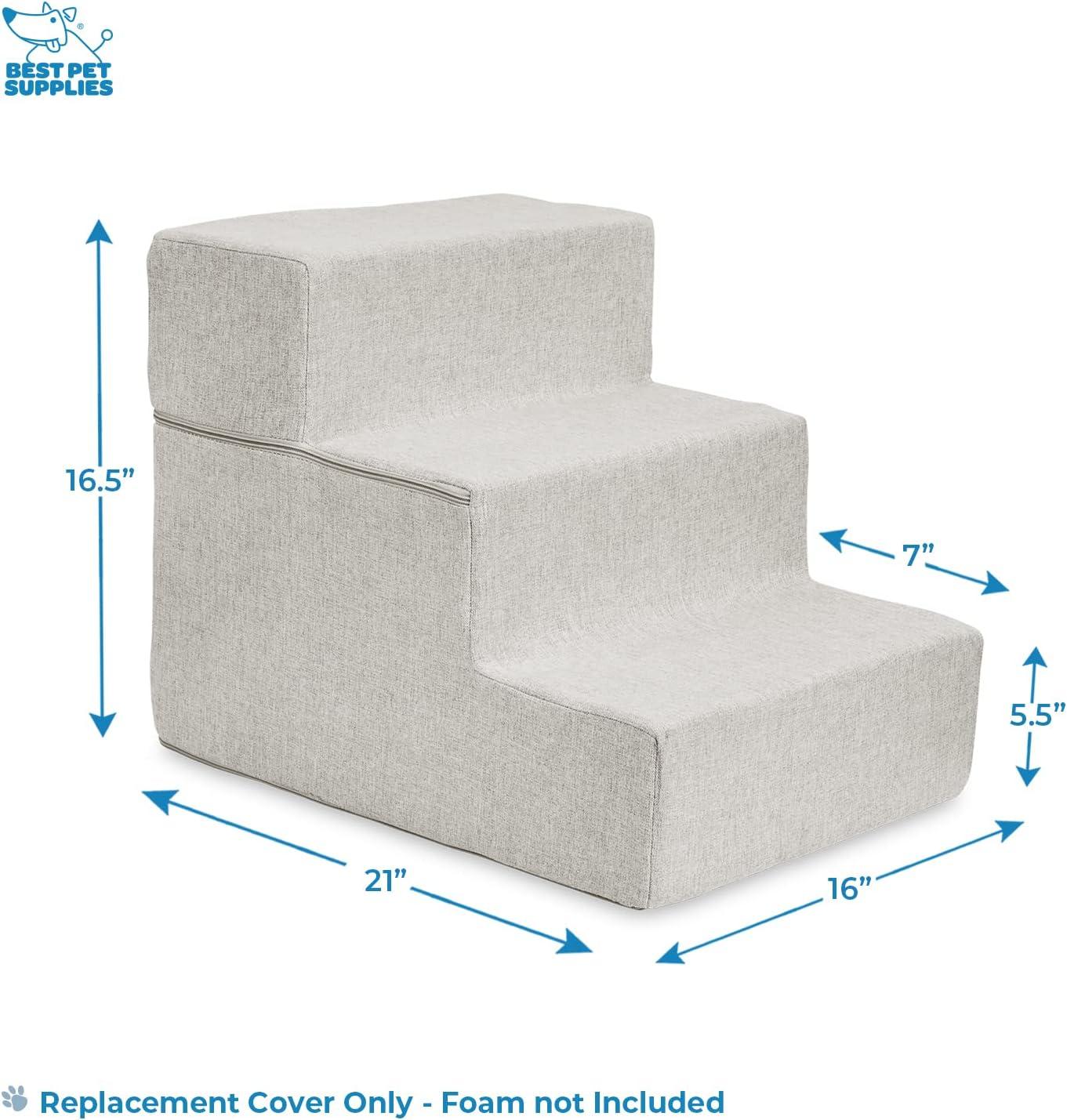 imageBest Pet Supplies Dog Stairs ampamp Steps  Foam Steps for Small Dogs ampamp Cats NonSlip Indoor Balanced Pet Step Support Dog Ramp No Assembly Ash Gray Linen 2Step 12inch HeightSand