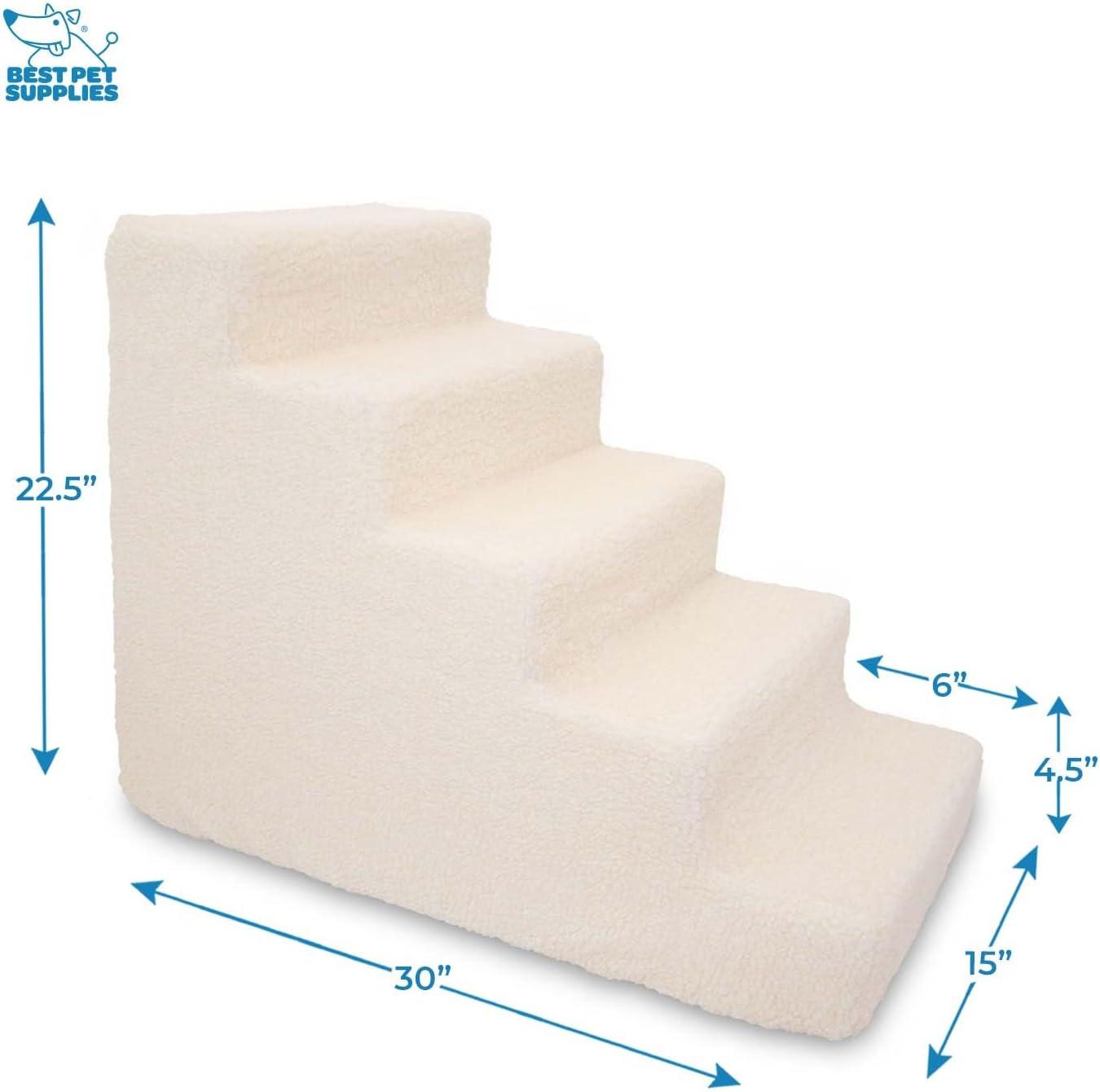 imageBest Pet Supplies Dog Stairs ampamp Steps  Foam Steps for Small Dogs ampamp Cats NonSlip Indoor Balanced Pet Step Support Dog Ramp No Assembly Ash Gray Linen 2Step 12inch HeightLambswool