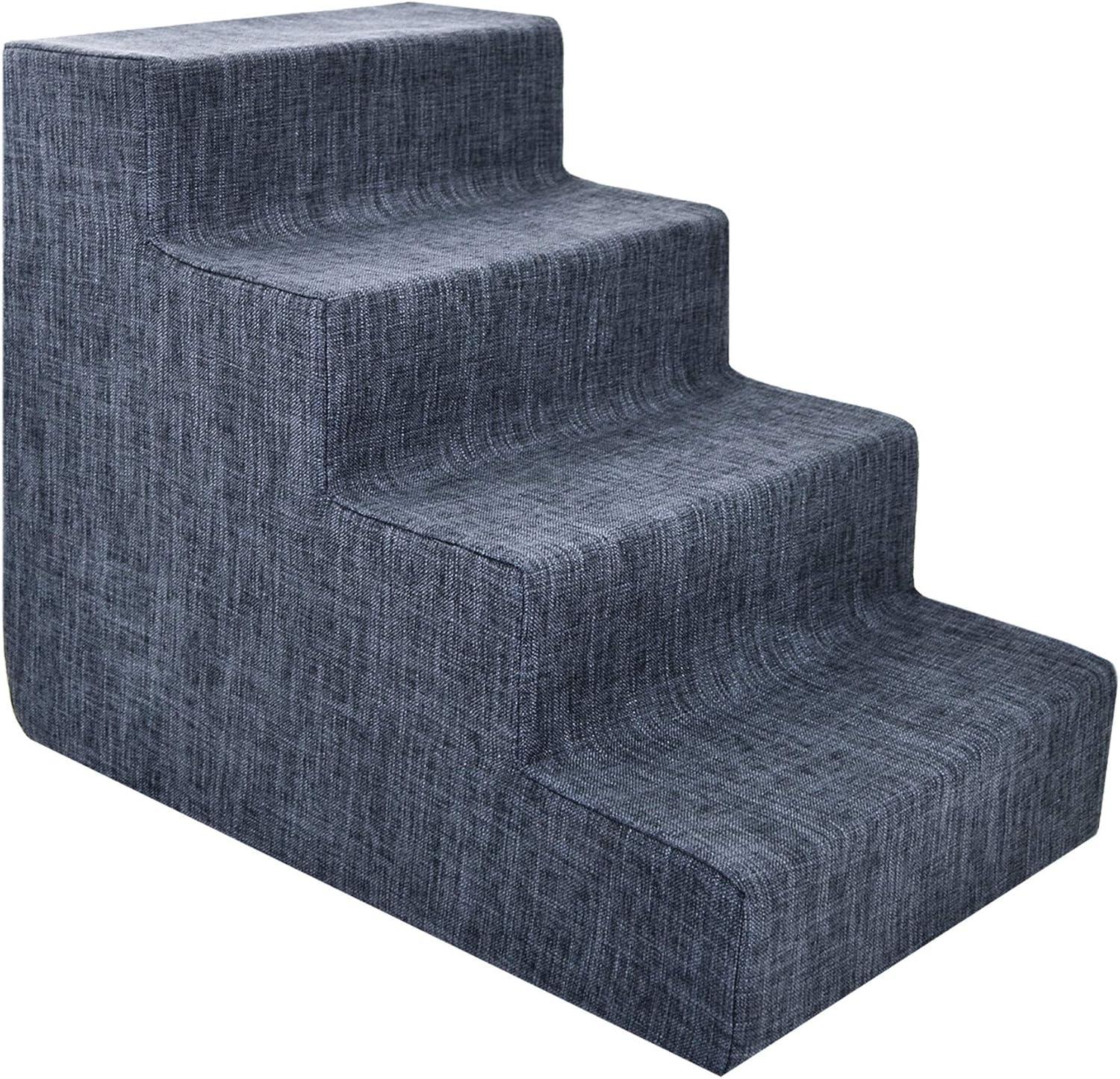 imageBest Pet Supplies Dog Stairs ampamp Steps  Foam Steps for Small Dogs ampamp Cats NonSlip Indoor Balanced Pet Step Support Dog Ramp No Assembly Ash Gray Linen 2Step 12inch HeightDark Gray Linen