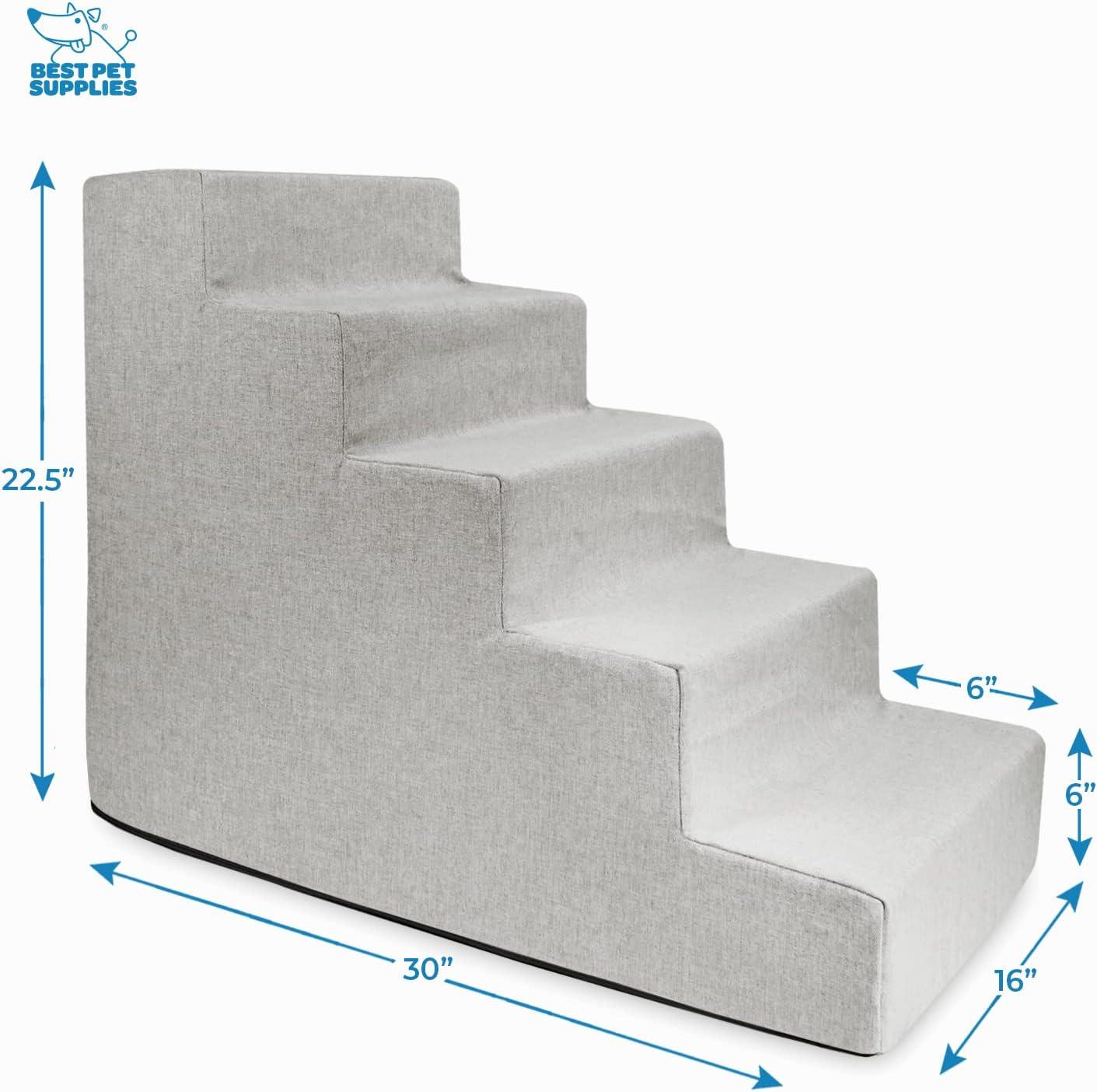 imageBest Pet Supplies Dog Stairs ampamp Steps  Foam Steps for Small Dogs ampamp Cats NonSlip Indoor Balanced Pet Step Support Dog Ramp No Assembly Ash Gray Linen 2Step 12inch HeightSand