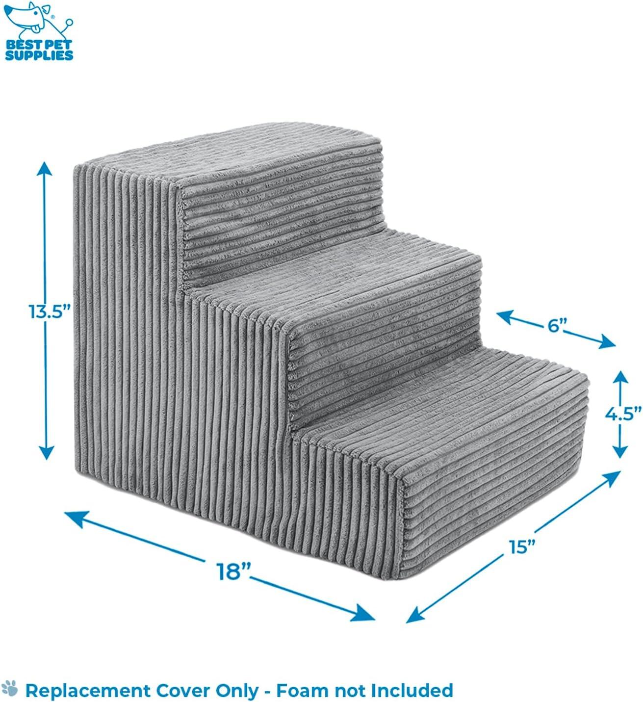 imageBest Pet Supplies Dog Stairs ampamp Steps  Foam Steps for Small Dogs ampamp Cats NonSlip Indoor Balanced Pet Step Support Dog Ramp No Assembly Ash Gray Linen 2Step 12inch HeightGray