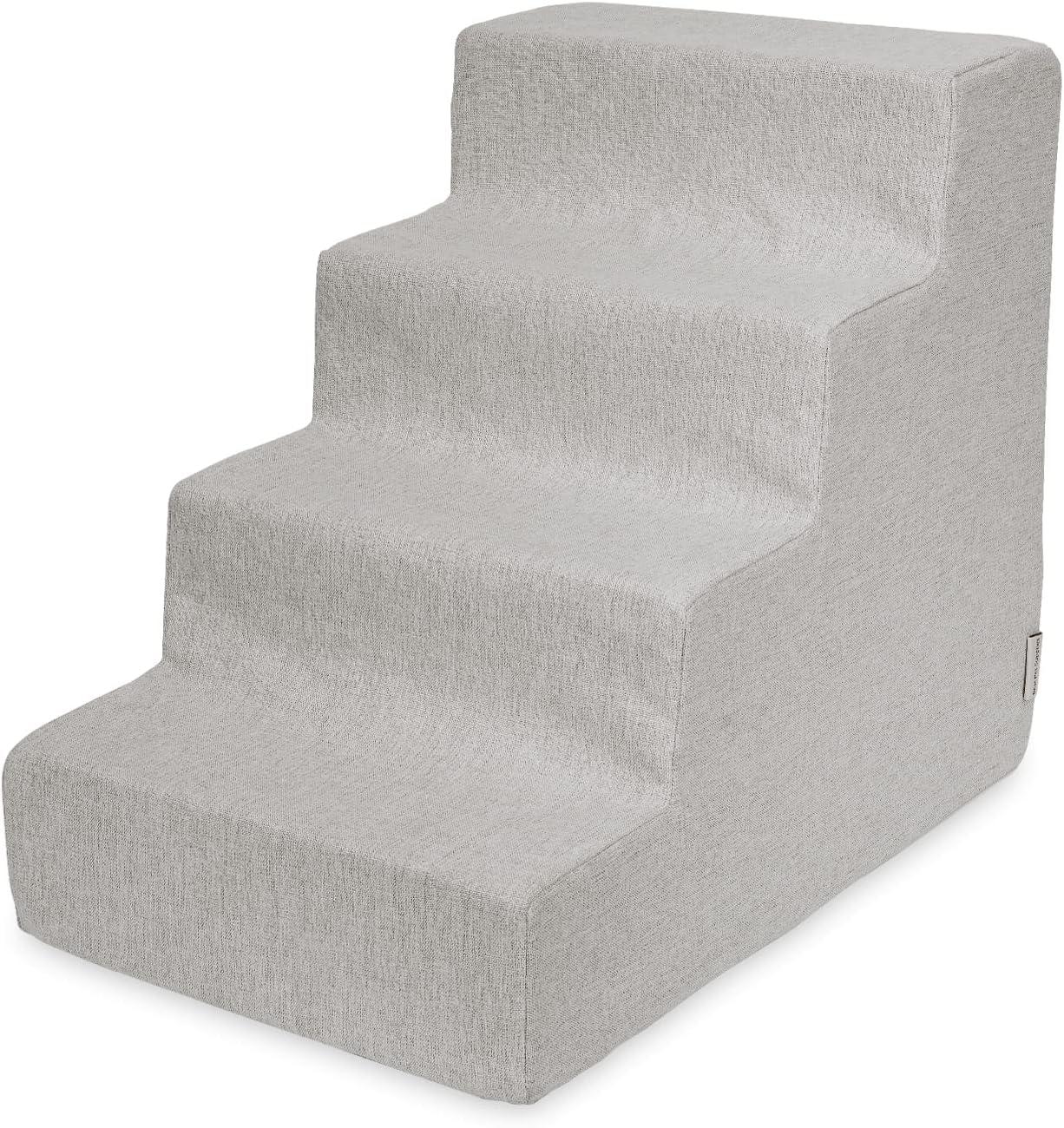 imageBest Pet Supplies Dog Stairs ampamp Steps  Foam Steps for Small Dogs ampamp Cats NonSlip Indoor Balanced Pet Step Support Dog Ramp No Assembly Ash Gray Linen 2Step 12inch HeightSand