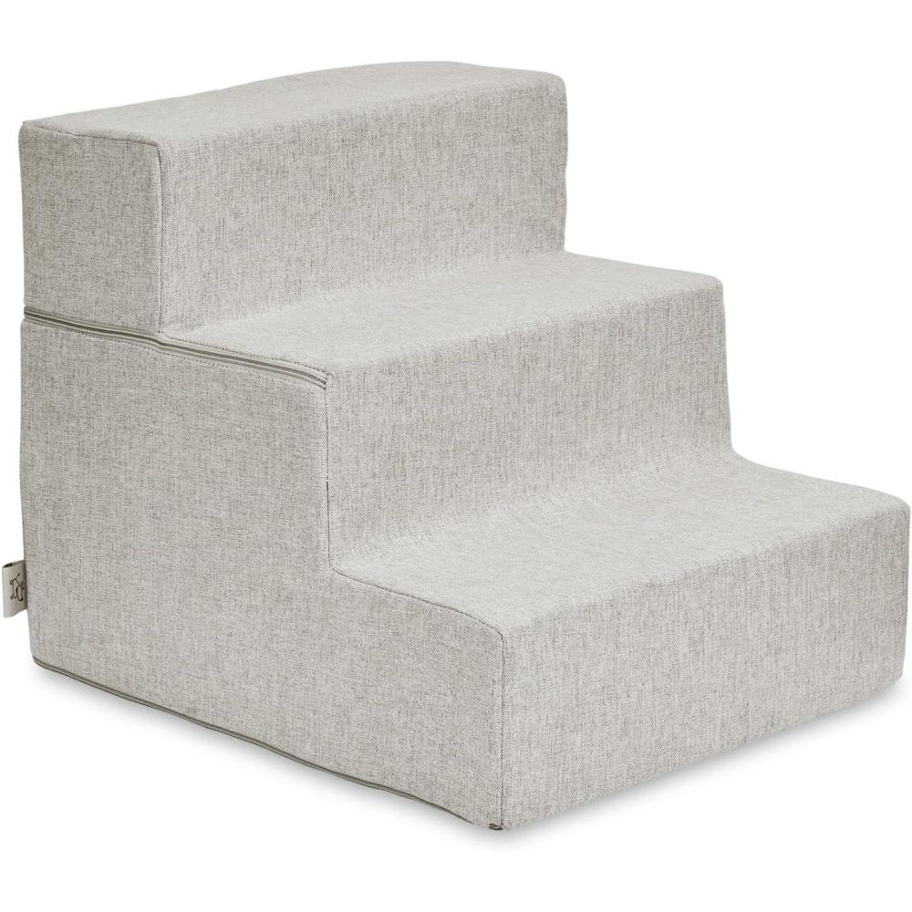 imageBest Pet Supplies Dog Stairs ampamp Steps  Foam Steps for Small Dogs ampamp Cats NonSlip Indoor Balanced Pet Step Support Dog Ramp No Assembly Ash Gray Linen 2Step 12inch HeightSand