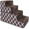 imageBest Pet Supplies Dog Stairs ampamp Steps  Foam Steps for Small Dogs ampamp Cats NonSlip Indoor Balanced Pet Step Support Dog Ramp No Assembly Ash Gray Linen 2Step 12inch HeightBrown Lattice Print