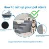 imageBest Pet Supplies Dog Stairs ampamp Steps  Foam Steps for Small Dogs ampamp Cats NonSlip Indoor Balanced Pet Step Support Dog Ramp No Assembly Ash Gray Linen 2Step 12inch HeightPaw Print on Black