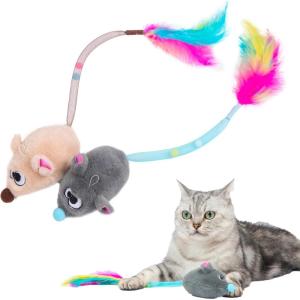 imageCatify by Best Pet Supplies Interactive Cat Toys  Plush MotionActivated ampamp Squeaking Toys with Premium North American Catnip for Indoor Cats ampamp Kittens  Flapping Chick FuchsiaSqueaking Mice Beige  Gray