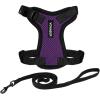 imageVoyager EscapeProof Stepin Lock Cat Harness ampamp 5ft NeopreneHandle Leash Set AllWeather Mesh with Reflective Stitching for Small to Large Cats by Best Pet Supplies Lavender 327 XSHarness Leash Set PurpleBlack Trim