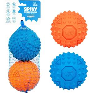 imageBest Pet Supplies Interactive Squeaky Dog Chew Toy Ideal Dog Toys for Chewers Small Medium ampamp Large Dogs and Fetch Lovers  Bunny Mauve MediumSpiky Ball Blue  Orange
