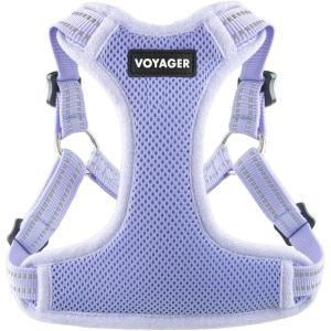 imageBest Pet Supplies Voyager Mesh Dog Breathable Harness Reflective Stitching All Weather Adjustable for Walking Training or Running  Heavy Duty ampamp Durable Harness Turquoise MHarness Lavender