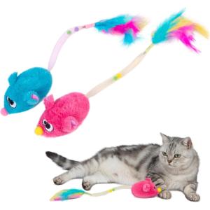 imageCatify by Best Pet Supplies Interactive Cat Toys  Plush MotionActivated ampamp Squeaking Toys with Premium North American Catnip for Indoor Cats ampamp Kittens  Meow Chase PlaysetSqueaking Mice Blue  Fuchsia