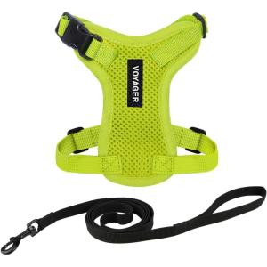 imageVoyager EscapeProof Stepin Lock Cat Harness ampamp 5ft NeopreneHandle Leash Set AllWeather Mesh with Reflective Stitching for Small to Large Cats by Best Pet Supplies Lavender 327 XSHarness Leash Set Lime Green