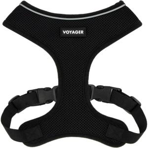 image:imageVoyager Aerolite Over The Head Dog Harness No Pull Breathable Air Mesh Vest Quick Dry with Reflective Stitching Adjustable Escape Resistant Harness for Small Medium Large Dogs  Beige MediumBlack