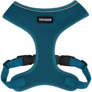 image:imageVoyager Aerolite Over The Head Dog Harness No Pull Breathable Air Mesh Vest Quick Dry with Reflective Stitching Adjustable Escape Resistant Harness for Small Medium Large Dogs  Beige MediumTurquoise