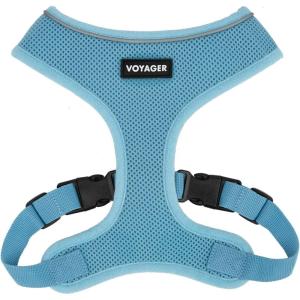 image:imageVoyager Aerolite Over The Head Dog Harness No Pull Breathable Air Mesh Vest Quick Dry with Reflective Stitching Adjustable Escape Resistant Harness for Small Medium Large Dogs  Beige MediumBlue