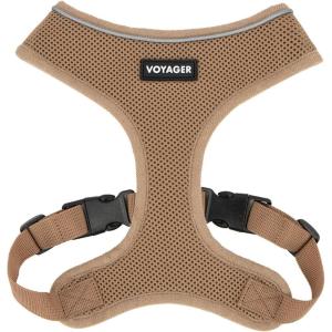 image:imageVoyager Aerolite Over The Head Dog Harness No Pull Breathable Air Mesh Vest Quick Dry with Reflective Stitching Adjustable Escape Resistant Harness for Small Medium Large Dogs  Beige MediumBeige