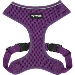 image:imageVoyager Aerolite Over The Head Dog Harness No Pull Breathable Air Mesh Vest Quick Dry with Reflective Stitching Adjustable Escape Resistant Harness for Small Medium Large Dogs  Beige MediumPurple