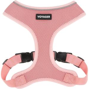 image:imageVoyager Aerolite Over The Head Dog Harness No Pull Breathable Air Mesh Vest Quick Dry with Reflective Stitching Adjustable Escape Resistant Harness for Small Medium Large Dogs  Beige MediumPink
